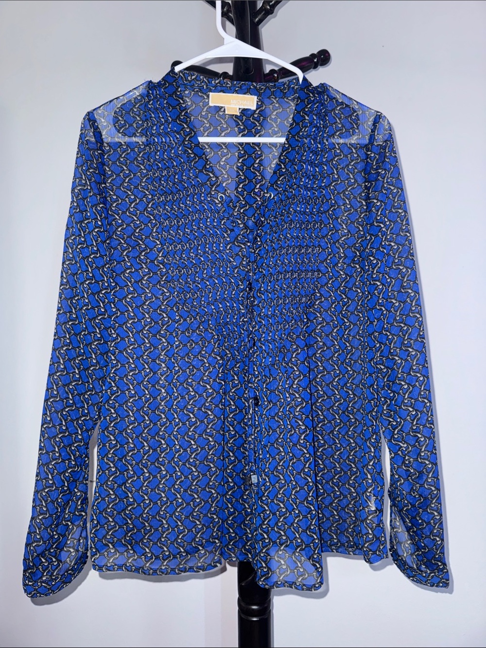 Blue Geometric Print Long-Sleeve Shirt 20.T